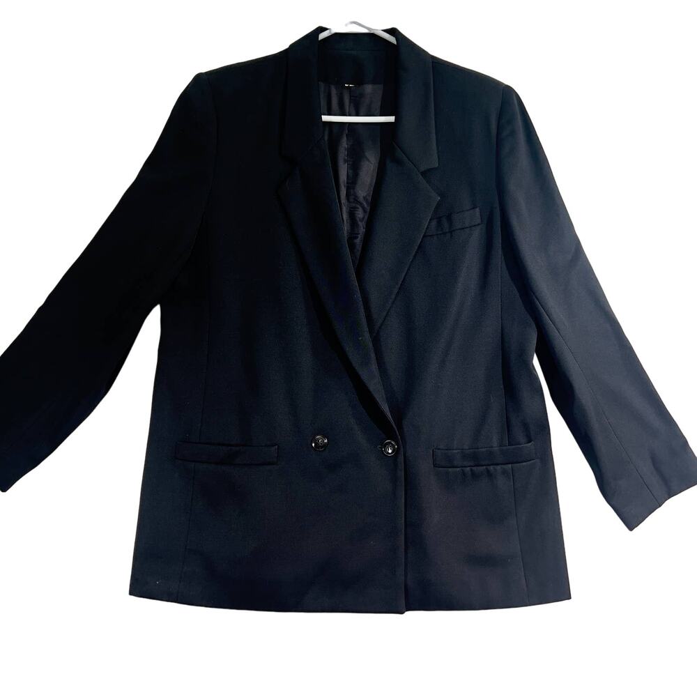 Oleg Cassini Blazer Woman Single Button Double Breasted Full Lined Black Pockets